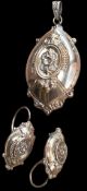 Biedermeier-Schaumgold-Set, gr. Anhänger, Paar Ohrhänger, L-5,3 cm