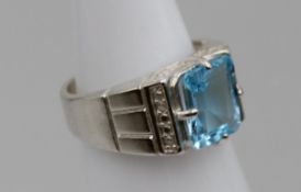925er Silber-Ring, blauer Topas, 8gr., RG 62