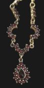 Granat  Collier, Silber-830-, vergoldet, 5,8 gr