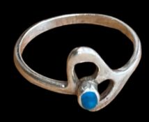 Silberring-925- mit kl. blauen Stein, RG 59, 2,4 gr