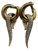 Paar goldfarbene Ohrstecker "Pierre Lang" H-6 cm, klare Steine