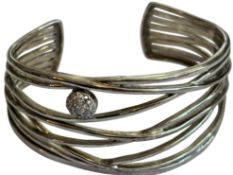 breiter Silber-925- Armreif "MAN" mit klaren Steinen, B-3,5 cm, 41,6 gr
