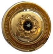 Schaumgold-Brosche bzw. Anhänger mit Saatperlchen, 19.Jhd., D-ca. 3 cm, gut erhalten