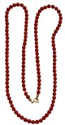Korallen-Halskette, kleine Perlen(4,3 mm), L-46 cm, 10,3 gr
