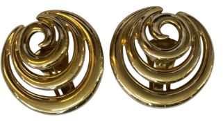 Paar vergoldete Spiral  Ohrclips "Pierre Lang" D-3 cm