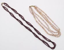 2x div. Halsketten, Granat und Amethyst/Citrin, ca. L-70cm u. 45cm