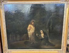 anonymer Altmeister "Christus und Magdalena - "Noli me tangere", wohl 19.Jhd., Kopie nach Rembrandt