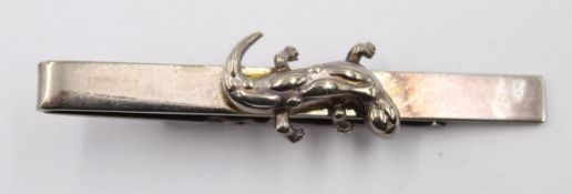 Kravattennadel, 925er Silber, Echse, ca. 11,8gr., L-6,4cm