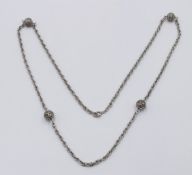 Modeschmuck-Halskette, versilbert, ca. L-76cm