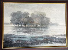 Heinz Dodenhoff (1889-1981) , Landschaft, signiert, Öl/Malfaser, gerahmt RG 77 x 65,5 cm, reinig. b