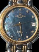 Michel Herbelin Automatik Damen Herren Stahl Gold Atoll Automatic perlmutblau, Werk läuft, D-ca. 3,