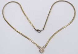 Modeschmuck-Collierkette mit Strassbesatz, ca. L-46cm