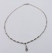 Silber-Collier-Kette, 925er, Glasperlen, ca. L-41cm, ca. 4,6gr.