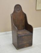 19th C. Oak Plank Seat Chair.
