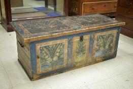 Circa 1880 Painted Pine Lidded Trunk.