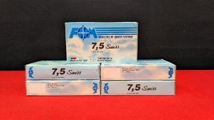 Group of 7.5 mm Swiss caliber ammunition - 100 rnds