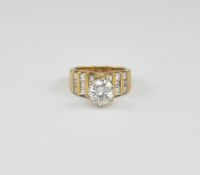 14K Yellow Gold & Diamond Solitaire Ring.