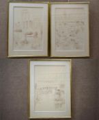 (3) Jules Cavailles Lithographs, Rome & Le Forum.