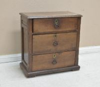 19th C. Oak 3-Drawer Chest.