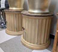 Pair of Contemporary Circular Marble Top Cabinets.