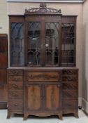 Chippendale Style Mahogany Breakfront Secretary.