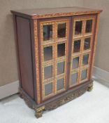 Red and Gilt 2-Door Glass Front Bookcase Cabinet.