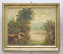 Harvin Oil on Canvas, Landscape with Stream.