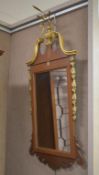Hepplewhite Style Mahogany Mirror with Gilt Crest.
