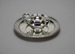 Sterling Silver Circular Dish & Creamer.