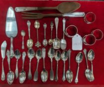 Group of Sterling Silver Flatware & Napkin Rings.
