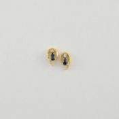 Pair of 14K Gold, Sapphire & Diamond Earrings.