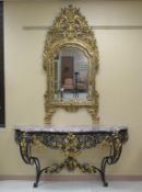 Louis XV Style Marble Console Table & Mirror.