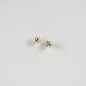 Pair of Yellow Gold Diamond Stud Earrings.