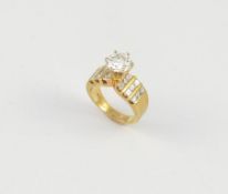 14K Yellow Gold & Diamond Solitaire Ring.