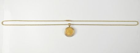 14K Gold Chain with 1925-D 2 1/2 Dollar Gold Coin Pendant.