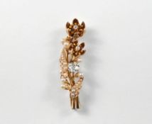 Lady's Yellow Gold, Pearl and Diamond Pendant.