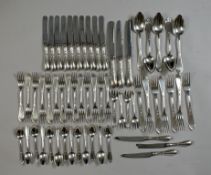 German .800 Silver Flatware Service, 59 Pieces.