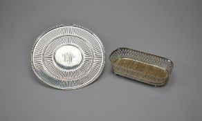 Sterling Silver Plate and a Wood base Dish.