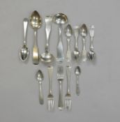 Group of Coin Silver Flatware, 13 Pieces.