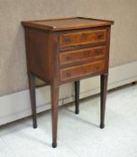 19th C. Mahogany & Walnut 3-Drawer Nightstand.