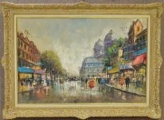 Framed Oil on Canvas, Parisian Street Scene.