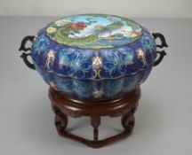 Chinese Cloisonne Lidded Large Bowl.
