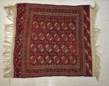 Turkoman Hand Woven Rug, 3.5' x 3.5'.