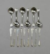 (6) Sterling Silver Soup Spoons & 8 Butter Knives.