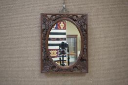 Chinese Carved Rosewood Mirror.