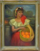 Flora Eloise Hobble Oil on Canvas, Basket of Oranges.