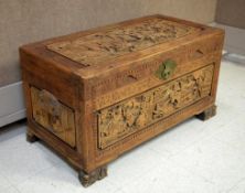 Chinese Extensively Carved Camphor Chest.