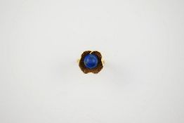 Yellow Gold & Lapis Bead Ring.