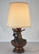 Japanese Bronze Urn Form Table Lamp.
