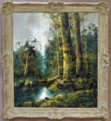 J. A. Horn Oil on Canvas, Woodland Stream.